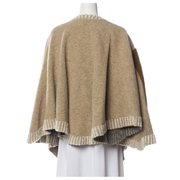 🆕 WOOL PONCHO CAPE LAYERING NWT a.n.a. Maje OSFM Tan Brown Black Cream - Picture 5 of 14